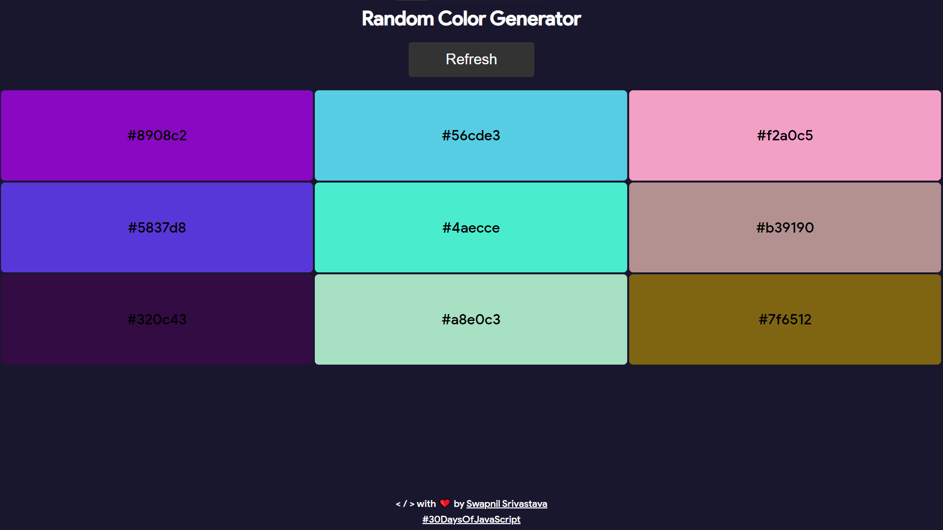random color generator android on app load