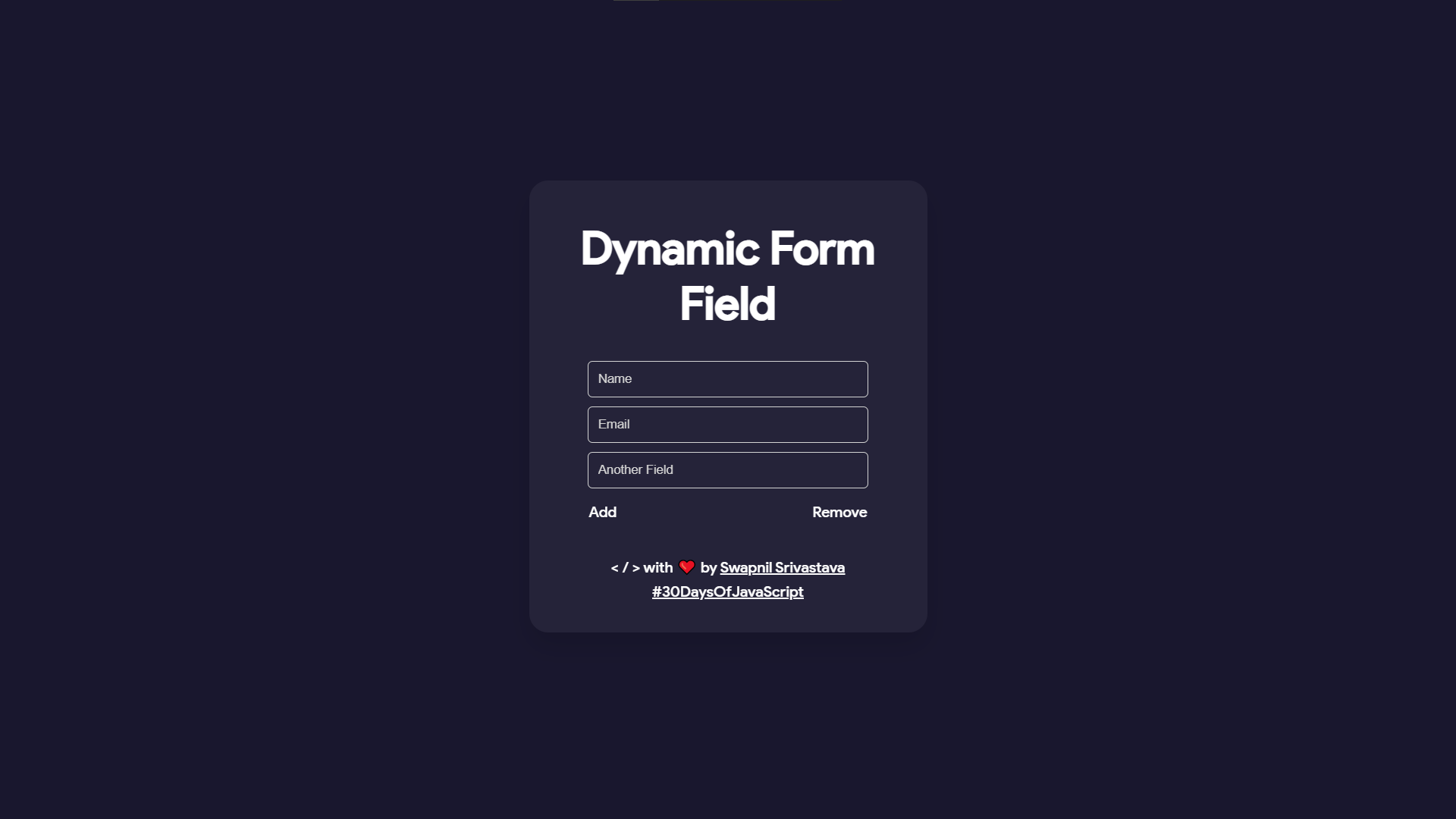 Dynamic Form Field