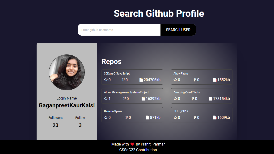 Search Github Profile